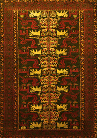 Animal Yellow Traditional Rug, tr1758yw