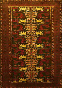 Animal Yellow Traditional Rug, tr1758yw