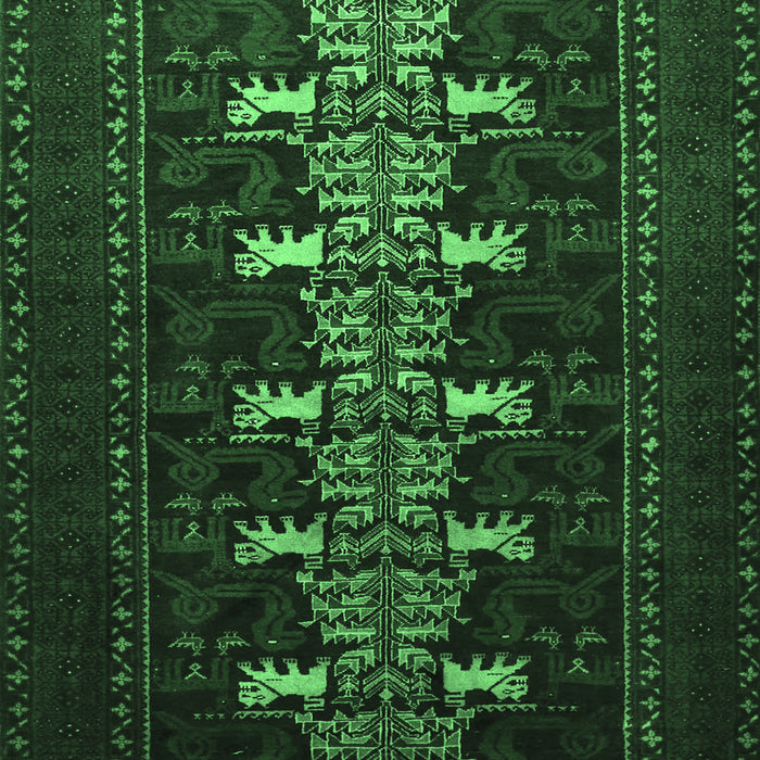Machine Washable Animal Emerald Green Traditional Area Rugs, wshtr1758emgrn