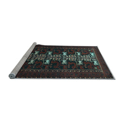 Sideview of Machine Washable Animal Light Blue Traditional Rug, wshtr1758lblu