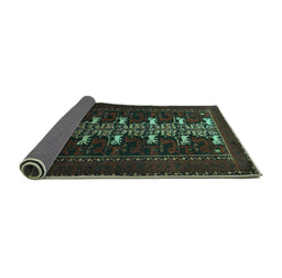 Sideview of Animal Turquoise Traditional Rug, tr1758turq
