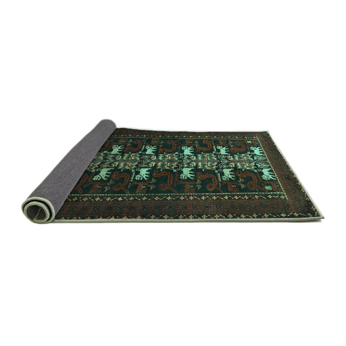 Sideview of Animal Turquoise Traditional Rug, tr1758turq