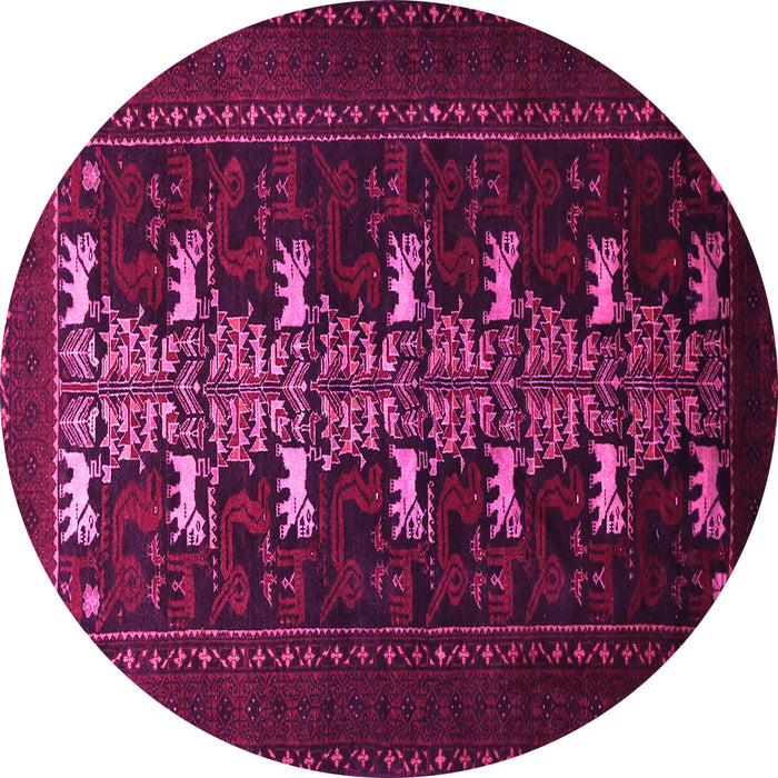 Round Machine Washable Animal Pink Traditional Rug, wshtr1758pnk