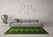 Machine Washable Animal Green Traditional Area Rugs in a Living Room,, wshtr1758grn