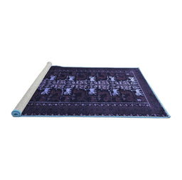 Sideview of Machine Washable Animal Blue Traditional Rug, wshtr1758blu