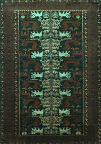 Animal Turquoise Traditional Rug, tr1758turq