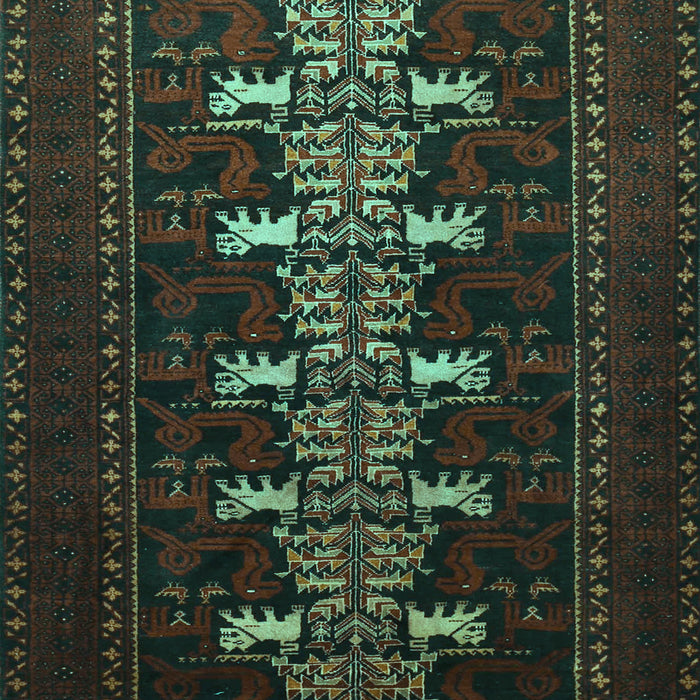 Animal Turquoise Traditional Rug, tr1758turq