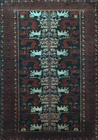 Animal Light Blue Traditional Rug, tr1758lblu