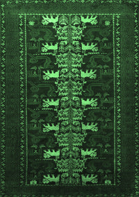 Animal Emerald Green Traditional Rug, tr1758emgrn