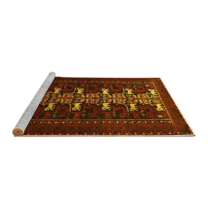 Sideview of Machine Washable Animal Yellow Traditional Rug, wshtr1758yw