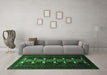 Machine Washable Animal Emerald Green Traditional Area Rugs in a Living Room,, wshtr1758emgrn