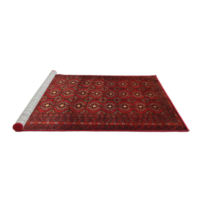 Sideview of Machine Washable Traditional Fire Brick Red Rug, wshtr1759