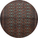 Round Southwestern Light Blue Country Rug, tr1759lblu