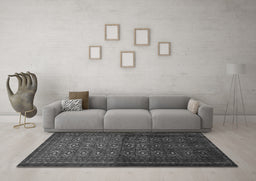 Machine Washable Southwestern Gray Country Rug in a Living Room,, wshtr1759gry