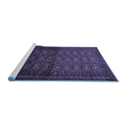 Sideview of Machine Washable Southwestern Blue Country Rug, wshtr1759blu