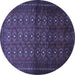 Round Southwestern Blue Country Rug, tr1759blu