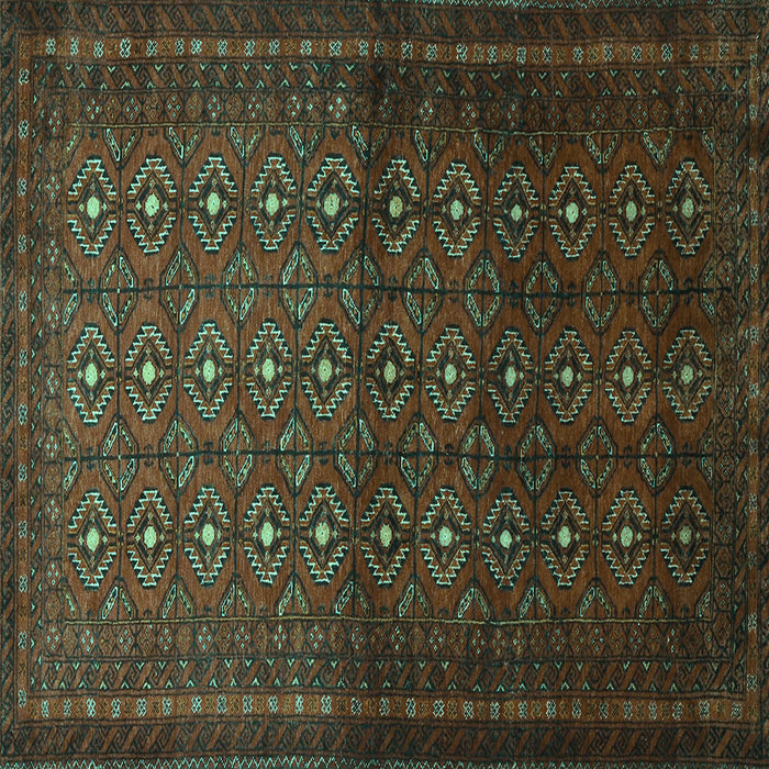 Square Machine Washable Southwestern Turquoise Country Area Rugs, wshtr1759turq