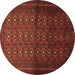 Round Machine Washable Southwestern Brown Country Rug, wshtr1759brn