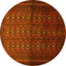 Round Southwestern Yellow Country Rug, tr1759yw