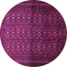 Round Machine Washable Southwestern Purple Country Area Rugs, wshtr1759pur