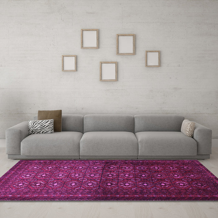 Machine Washable Southwestern Purple Country Area Rugs in a Living Room, wshtr1759pur