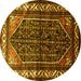 Round Persian Yellow Traditional Rug, tr175yw