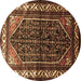 Round Machine Washable Persian Brown Traditional Rug, wshtr175brn