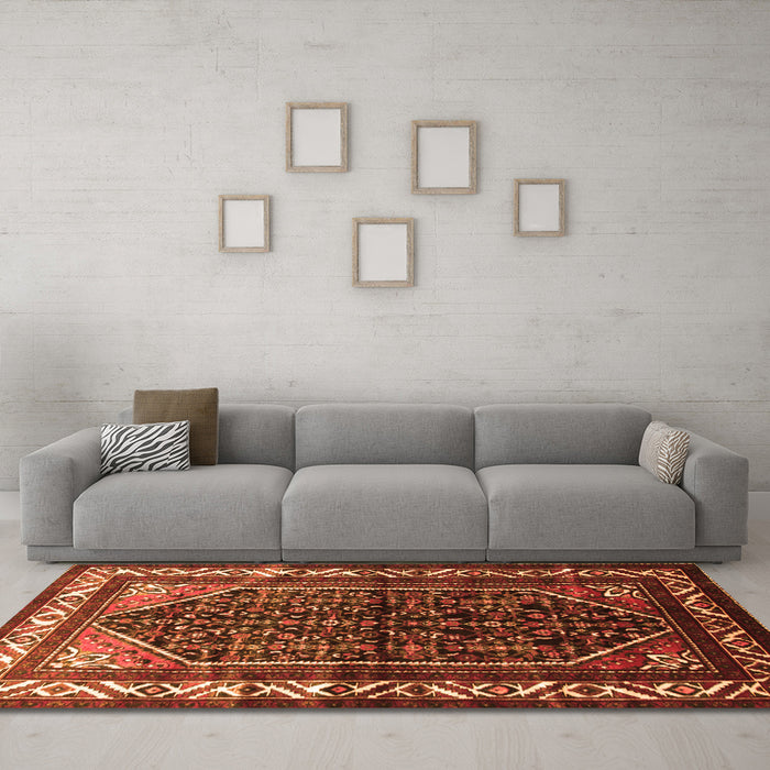 Machine Washable Persian Orange Traditional Area Rugs in a Living Room, wshtr175org