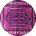 Round Machine Washable Persian Pink Traditional Rug, wshtr175pnk