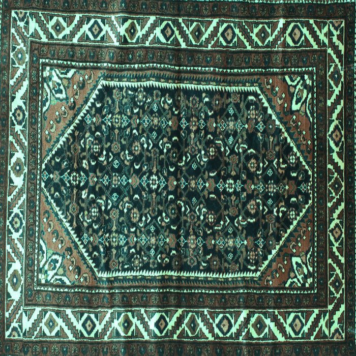 Square Machine Washable Persian Turquoise Traditional Area Rugs, wshtr175turq