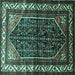 Square Machine Washable Persian Turquoise Traditional Area Rugs, wshtr175turq