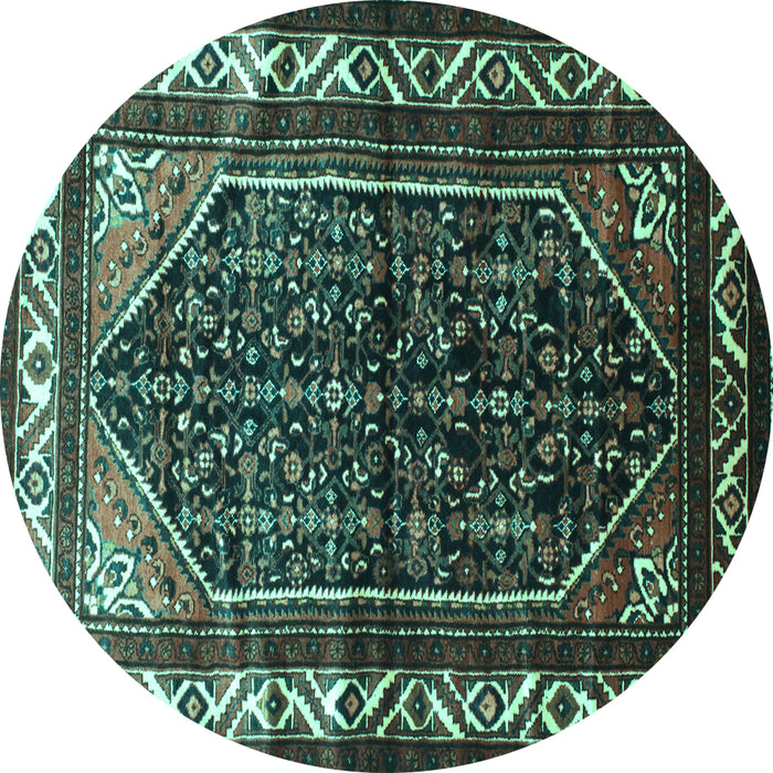 Round Persian Turquoise Traditional Rug, tr175turq