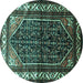 Round Persian Turquoise Traditional Rug, tr175turq