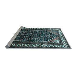 Sideview of Machine Washable Persian Light Blue Traditional Rug, wshtr175lblu