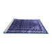 Sideview of Machine Washable Persian Blue Traditional Rug, wshtr175blu