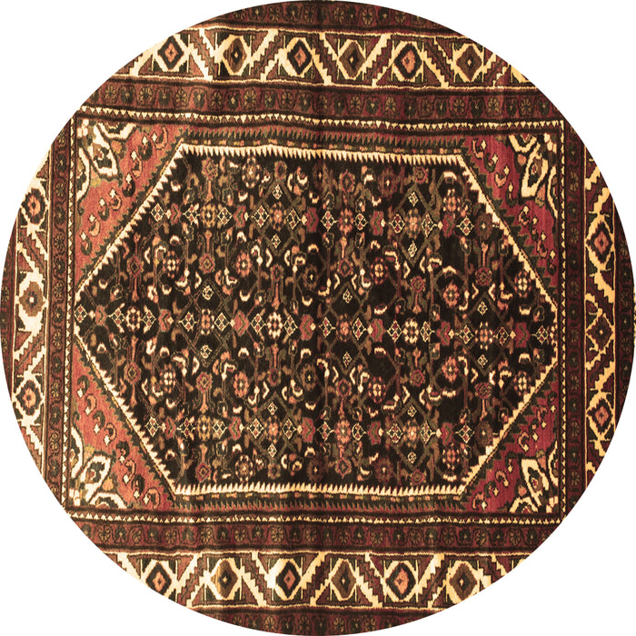 Round Persian Brown Traditional Rug, tr175brn