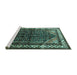 Sideview of Machine Washable Persian Turquoise Traditional Area Rugs, wshtr175turq