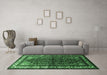 Machine Washable Persian Emerald Green Traditional Area Rugs in a Living Room,, wshtr175emgrn