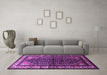 Machine Washable Persian Purple Traditional Area Rugs in a Living Room, wshtr175pur