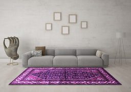 Machine Washable Persian Purple Traditional Area Rugs in a Living Room, wshtr175pur