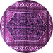 Round Machine Washable Persian Purple Traditional Area Rugs, wshtr175pur