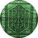 Round Persian Emerald Green Traditional Rug, tr175emgrn