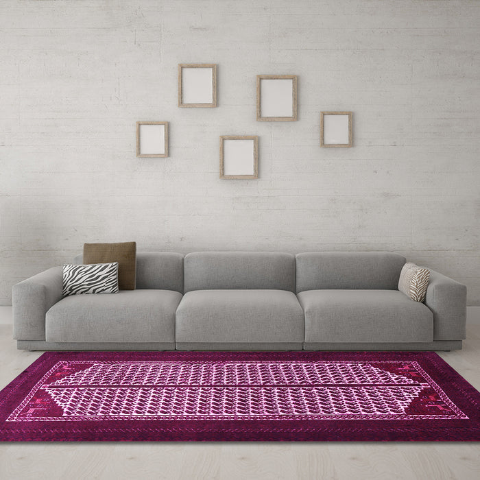 Machine Washable Persian Pink Traditional Rug in a Living Room, wshtr1760pnk