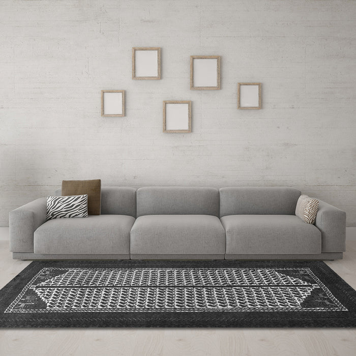 Machine Washable Persian Gray Traditional Rug in a Living Room,, wshtr1760gry