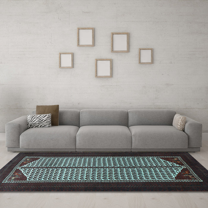 Machine Washable Persian Light Blue Traditional Rug in a Living Room, wshtr1760lblu