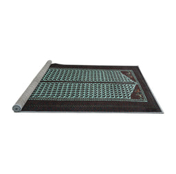 Sideview of Machine Washable Persian Light Blue Traditional Rug, wshtr1760lblu