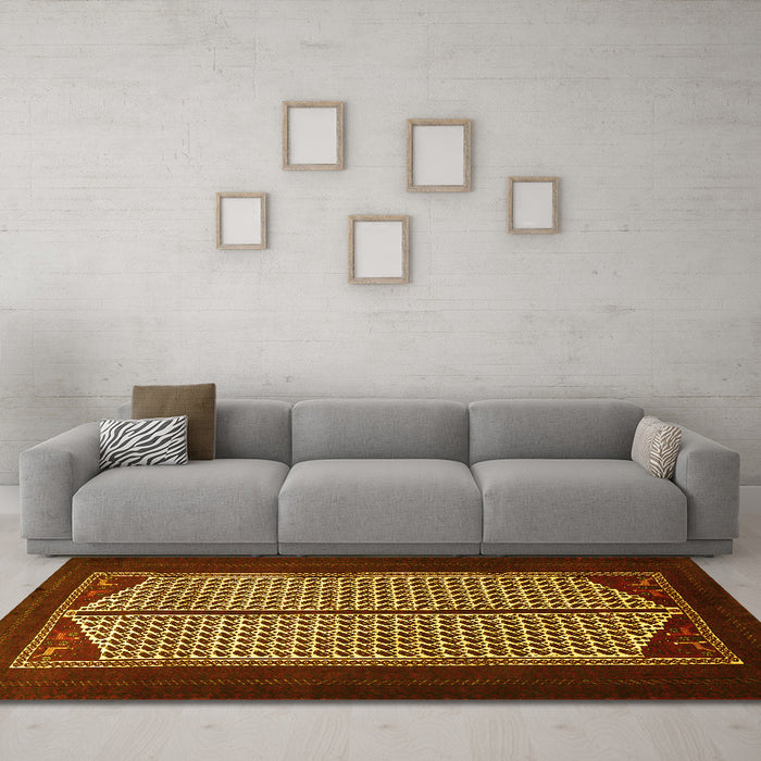 Machine Washable Persian Yellow Traditional Rug in a Living Room, wshtr1760yw