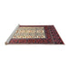 Sideview of Machine Washable Traditional Brown Red Rug, wshtr1761