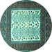 Round Persian Turquoise Traditional Rug, tr1761turq