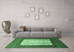 Machine Washable Persian Emerald Green Traditional Area Rugs in a Living Room,, wshtr1761emgrn